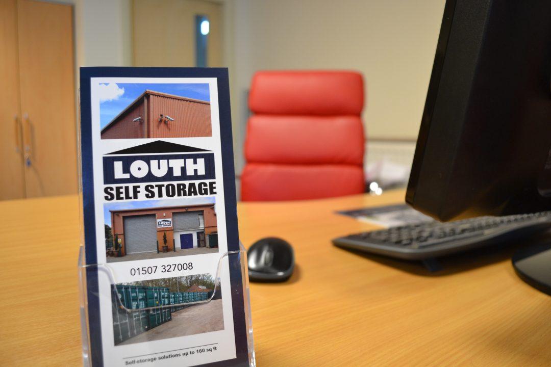 louth self storage leaflet on desk