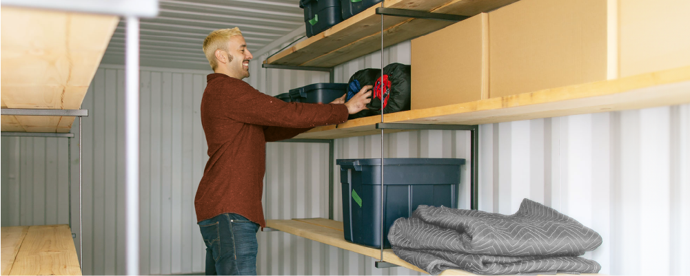 Shelves in a container storage unit
