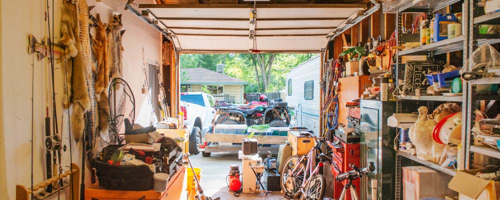 A cluttered garage