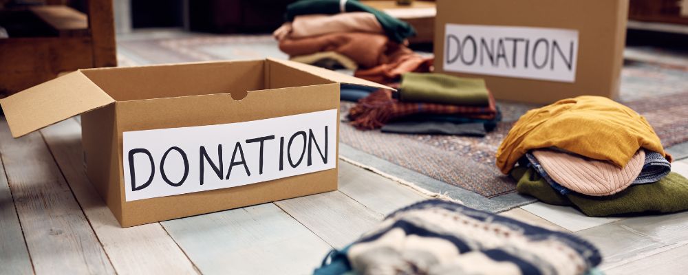 Donation boxes used during decluttering