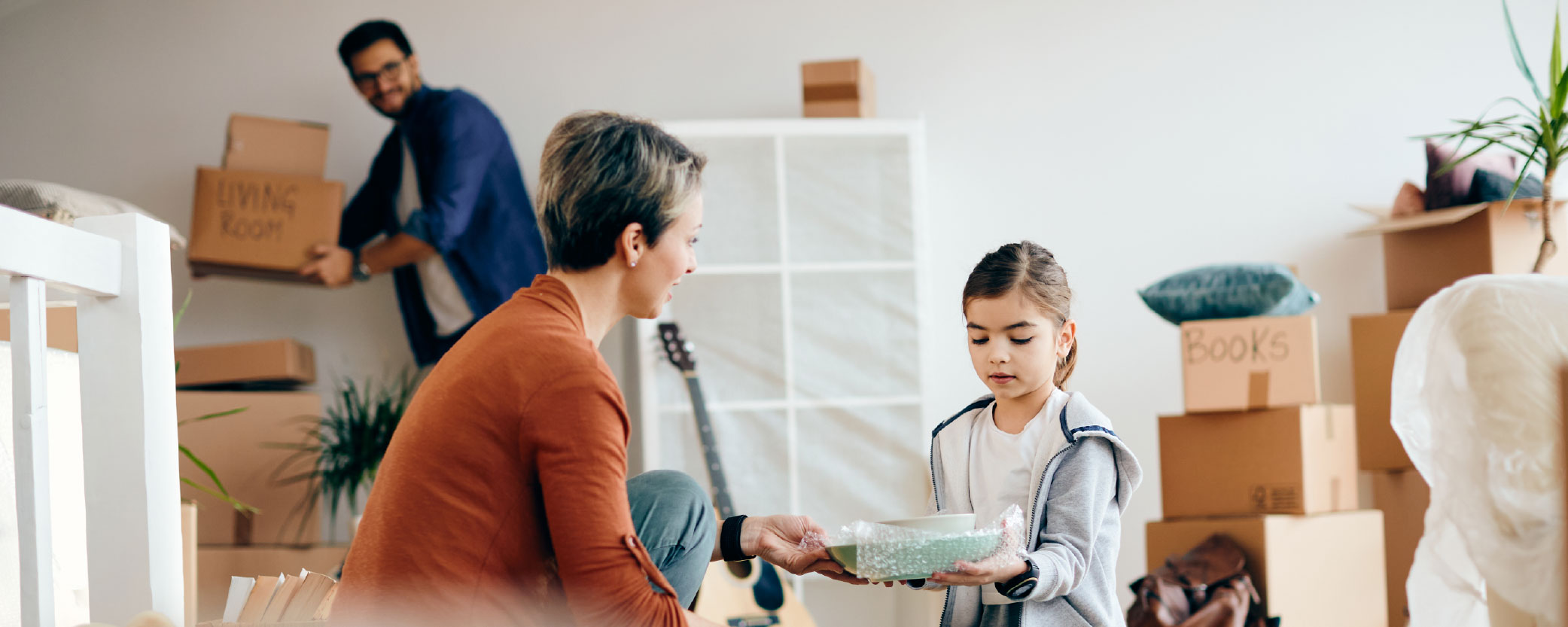 A family decluttering their home