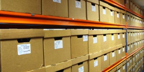 document boxes in a storage facility