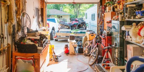 garage filled to the brim with stuff